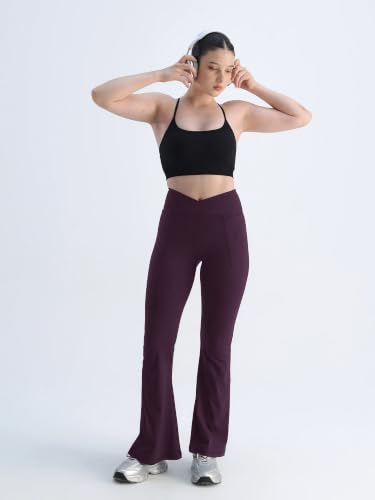 Image of CAVA Extra Tall Hourglass Flared Leggings for Women | V Waistband, Anti Camel Toe Design, Extra Tall Fit, Flared Bottoms, Deep Pockets, Sculpting Stretch Fabric