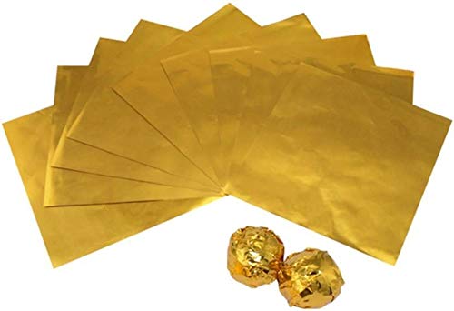 Perfect Pricee Candy Sweets Chocolate Wrapper Golden Aluminium Foil - Gold (250 Pieces) Size - 13cm*9cm (Wrapper only)