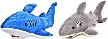VIRSAA Cute Looking Huggable Grey and Blue Shark Soft Toys for Kids, Stuffed Animal Plush Toy for Kids, Boys, Girls(42 cm, 2 Pcs)