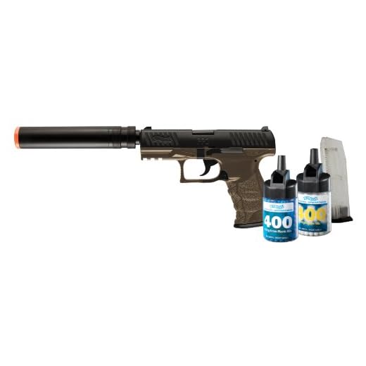 Elite Force Walther PPQ 6mm BB Pistol Airsoft Gun, Combat Kit (Airgun, 800 BBs and 2 Mags)