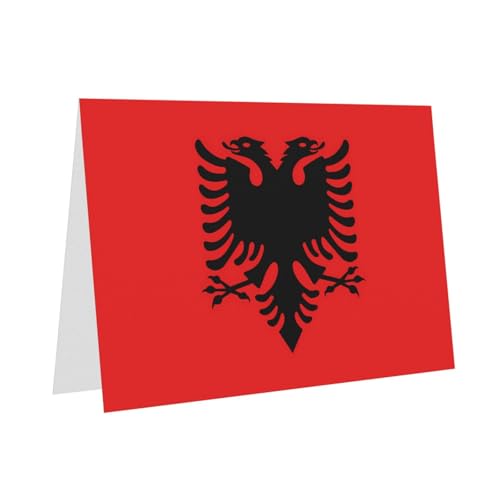 JxWCher Greeting Cards, Albanian flag Print Blank Note Cards with Envelopes for Christmas, Weddings, Thank Yous