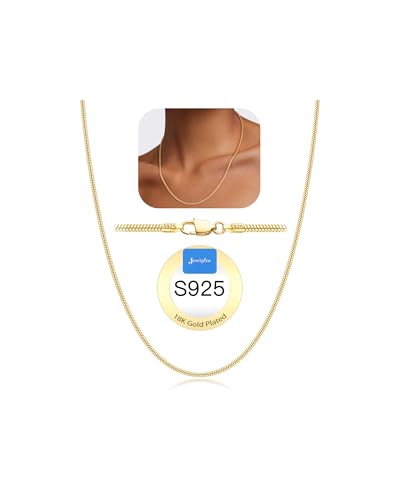 Jewlpire 18K Gold Plated Chain Necklace for Women 1.5MM Snake Chains Gold Plated Chain for Women Smooth & Sturdy Womens Chains Necklace 16 Inch
