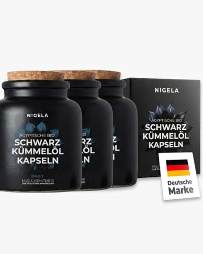 Nigela Schwarzkümmelöl Kapseln DAILY Bundle - Ägyptisches Schwarzkümmelöl ungefiltert - Hochwertige Schwarzkümmel Öl Kapseln aus Deutschland - 3x 180 Stück