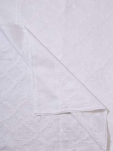 Ada Indian Hand Embroidered Chikankari Chanderi Dupatta Stole Scarf for Women A511210 White3