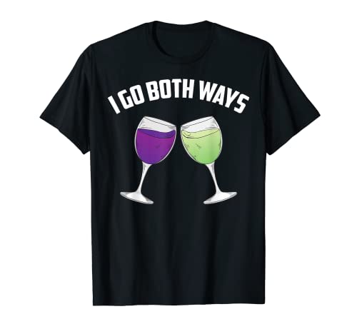 I Go Both Ways Lindo Amante del Vino Blanco Rojo Regalo Divertido Bebedero Camiseta Cover