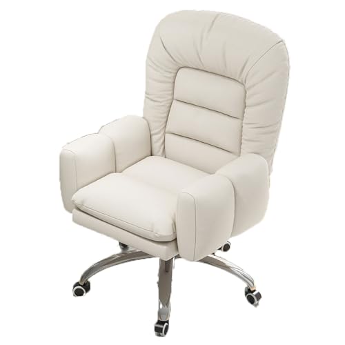OZBME Silla de Escritorio de Oficina, sillón reclinable para Juegos de computadora con Asiento Ancho, cómodo sillón Ejecutivo para Trabajar y Relajarse (Beige, 70 x 70 x 99 cm)