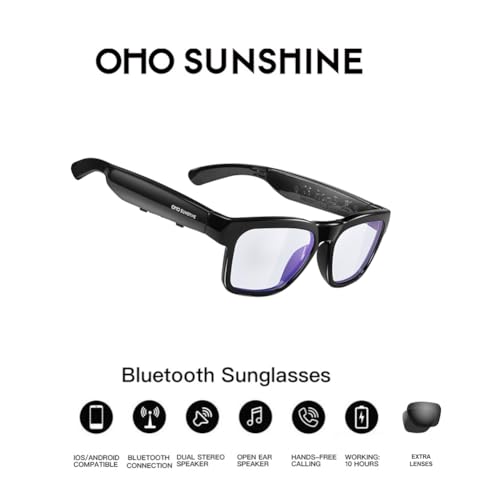 Image of OhO sunshine Bluetooth Audio Sunglasses, Lightweight Open Ear Sport Glasses, 10H Playtime, Water Resistant with Voice Control