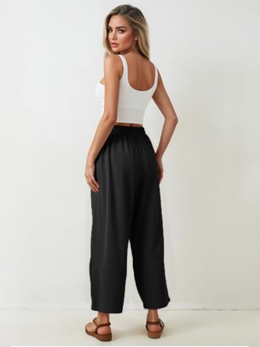 Women's Casual Baggy Wide Leg Pants with Elastic Waist & Pockets4