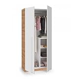 HABITMOBEL Armario Dormitorio 2 Puertas, 200 cm de Alto y 52 cm de Profundidad.