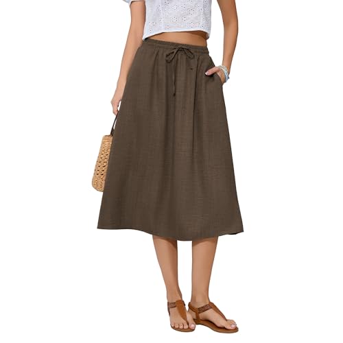 Image of Witsmile Women's Summer Pleated High Waisted Casual Flowy Skirt Pockets