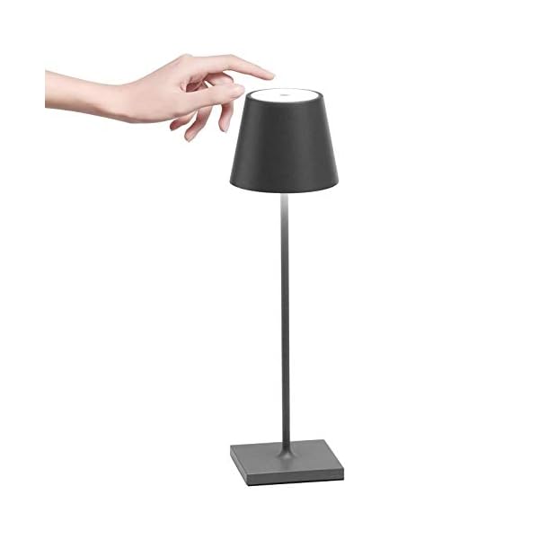 Zafferano Poldina-Wiederaufladbare LED-Tischleuchte, Dimmbar, Aluminiumgehäuse, Höhe 38 cm, Schutzart IP54, für den… – Bild 3