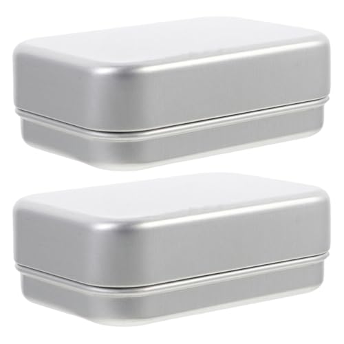 Zerodeko 2pcs Rectangular Aluminium Bathroom Soap Box with Dual-layer Design and Hinged Lid, Reusable Soap Dish with Easy Water Drainage, Portable Metal Tin Box for Travel and Camping