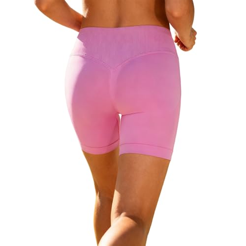 Pantalones cortos de ciclismo para mujer, cintura alta, pantalones cortos de deporte, pantalones cortos de cintura alta, sin costuras, pantalones de deporte, opacos, para verano, ropa deportiva