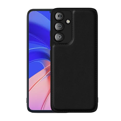 Image of Leather Case for Samsung Galaxy A14 Premium Protective Stylish Slim Cover with Shockproof Raised Edges Black