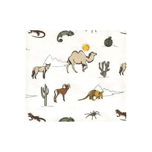 Image of Little Treasure Hudson Baby Cotton Poly Flannel Receiving Blankets Multipack, Green Desert Animals, 30x30 inches