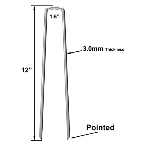 OK5STAR 100 Pack 12" Garden Stakes Pins,Heavy Duty Garden Landscape Staples Stakes Pins Galvanized Landscape Fabric Staples Sod Ground Staple for Anchoring Weed Barrier Fabric - Image 3