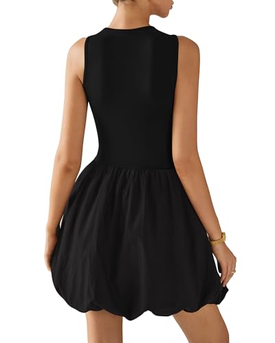 KIRUNDO Summer Bubble Dress for Women 2025 Casual Mini Spring Bodycon Cocktail Dresses Sleeveless Drop Waist Sundress Beach2