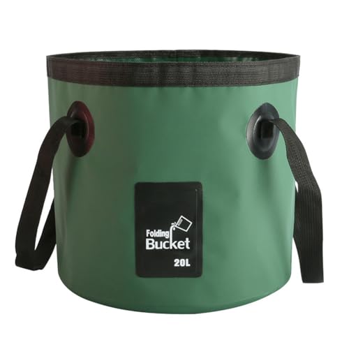 Pufei 20L Handy Faltbucket | Zusammenklappbarer wasserdichte Eimer zum Campen, Sanitär & Reisen | Langlebiger 500D PVC (Schwarz/Blau/Gelb/Grün)