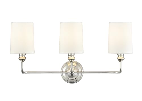 ML Lighting | Leena Collection | 99803-PN | Indoor 3 Light Vanity in Polished Nickel with White...