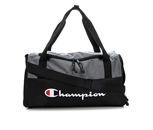 Champion Logo Duffel Bag, Grey/Black/White, One Size