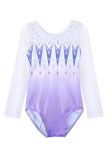 Image of HOZIY Leotards for Girls Gymnastics Kids Children Biketard Snowflake Ribbon Blue Purple Hot Pink Sparkle