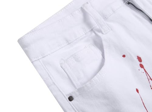 Image of Men's Ripped Slim Fit Jeans Straight Leg Denim Pants