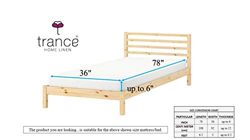 Image of Trance Home Linen Cotton 300TC Satin Stripe Single Fitted Bed Sheet with 1 Pillow Cover (78 x 36 inch, White)