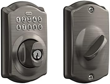 Schlage BE365 CAM 620 Camelot Keypad Deadbolt, Electronic Keyless Entry Lock, Antique Pewter