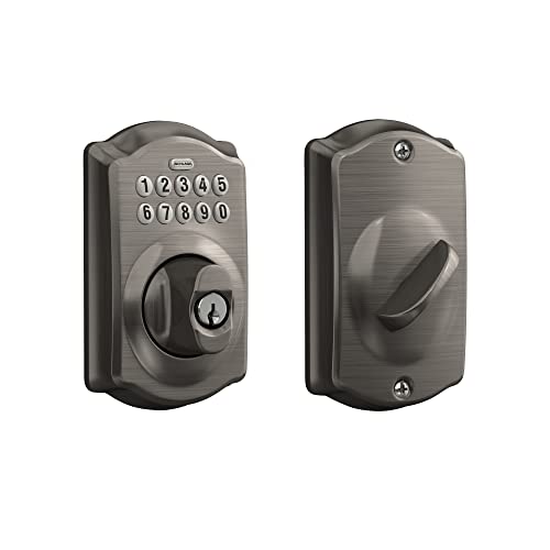 Schlage Be365 Cam 620 Camelot Keypad Deadbolt, Electronic Keyless Entry Lock, Antique Pewter #TOP28