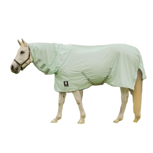 Image of Equinavia Brisk Mesh Horse Fly Sheet with Neck Coverage, UV Protection | Cool Breathable Equine Fly Sheet for Horses, Horse Turnout Sheet Against Pests, Insects and Sun Exposure, Light Blue