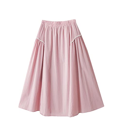Jupe trapèze de printemps pour un look casual chic au quotidien, couleur rose