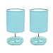 Simple Designs LT2005-BLU-2PK Stonies Small Stone Look Desk Bedside 2 Pack Table Lamp Set, Blue, 2 Piece