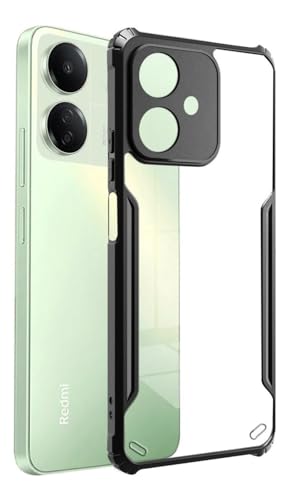 Image of BATCHONE Polycarbonate Shockproof Cover Case Compatible for Poco M6 5G 360 Degree Protection /Transparent Back Case (Black Bumper) (Pack of 1)