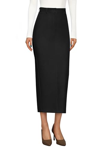 PRETTYGARDEN Women's 2025 Fall Maxi Pencil Skirt High Waisted Slit Work Office Trendy Long Skirts Business Casual Outfits2