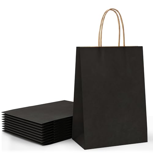 10 Pcs Black Paper Party Bags with Twist Handles