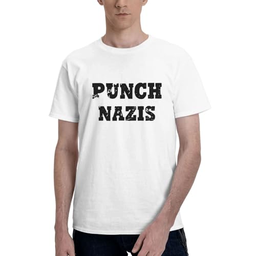 Punch Na-Zis Anti-Fascist Hate Protest T Shirt Round Neck Cotton Short Sleeves Shirts for Men
