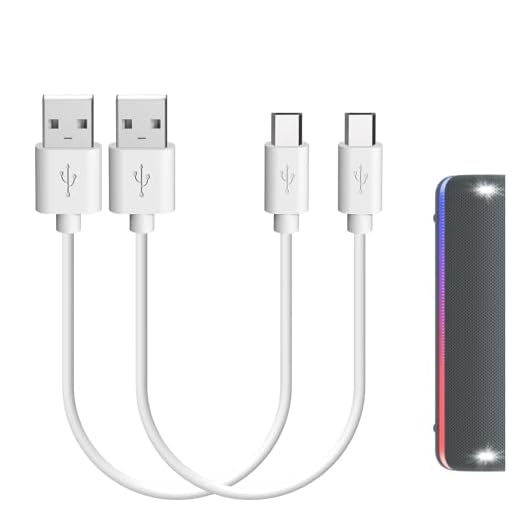 Geekria Laddningskabel för Söny SRS-XB32 SRS-XB22 SRS-XB20 SRS-XB31 SRS-XB41 SRS-X11 SRS-XB01 SRS-BTV5/USB-A till mikro-USB-laddningskabel för Söny trådlös Bluetooth-högtalare (vit 2-pack 1FT)