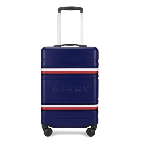 Image of Tommy Hilfiger Plastic Berlin Unisex Spinner Hard Luggage - Navy, 57Cm Cabin Bag with 4 Wheel Trolley