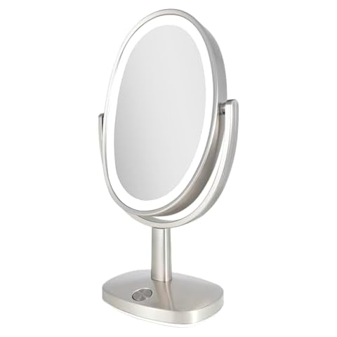 Zadro Newport 10" by 18" Oval LED Lighted Makeup Mirror with Magnification 5X/1X Touch Control Makeup Mirror with Lights Cover