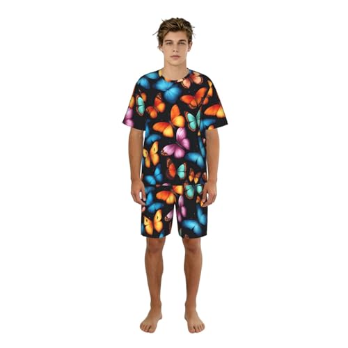 Pyjama court hommes imprimé papillon pour vos moments de détente à la maison