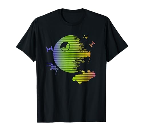 T-shirt Star Wars Death Star 2 rayures arc-en-ciel pour fan