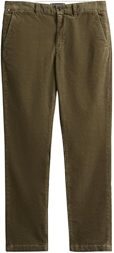 Tommy Hilfiger Herren Chino Hose Denton Corduroy Straight Fit, Grün (Battle Green), 31W/32L – Ansicht 1