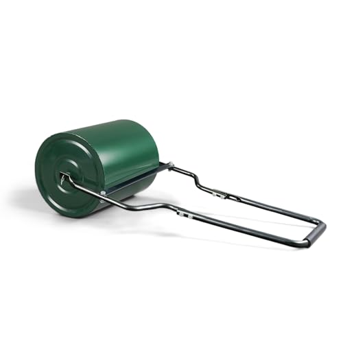 VINGLI Lawn Roller 8 Gallons Water or Sand Filled Durable Heavy Duty Steel with Drain Plug and U-Shaped Handle Manual Tool for Greening up Lawns for Yard Garden Maintenance Green (16inch)