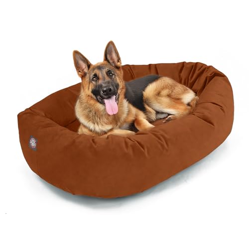 Majestic Pet Suede Calming Dog Bed 52x35x11 in – Rust