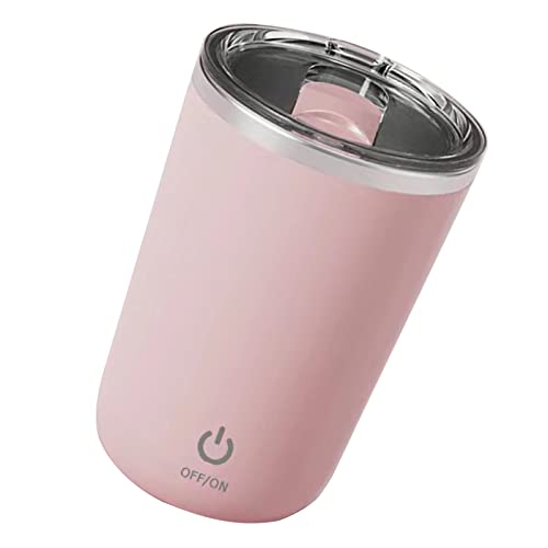 Self Stirring Coffee Mug, 350ml Self Mixing Coffee Mug Electric Coffee Mug with Lid Automatic Stirring Coffee Mug for Coffee Milk Tea (Pink)