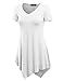 MBJ WT638 Short Sleeve Shirts for Womens Tops Casual V-Neck Summer Clothes Asymmetrical Tunic Blouses XL White