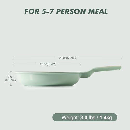 Image of SENSARTE Nonstick Ceramic Frying Pan 12.5-Inch, Healthy Non Toxic Skillet, Induction Compatible Omelet Pan with Heat Resistant Handle, PFAS-Free
