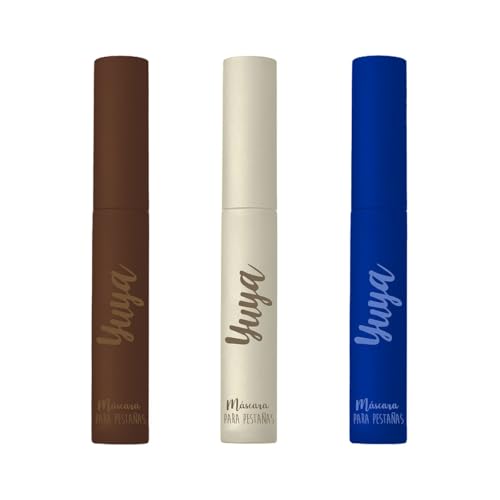 Yuya - Rimel - Mascara de pestañas - 10 aceites naturales - 10g c/u (Negra, Café, Azul, Pack Mascara 3 pzs)