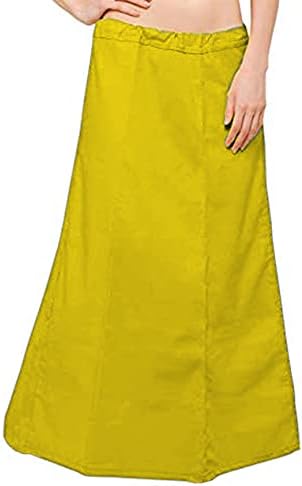 Readymade Pure Cotton Petticoats, Saree Underskirt, Saya, Waistcincher (Yellow)_A17381