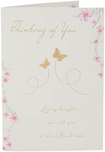 BEAUTIFUL GLITTER COATED FLOWERS THINKING OF YOU SYMPATHY GREETING CARD